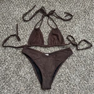 Montce Espresso Suede Bikini Set